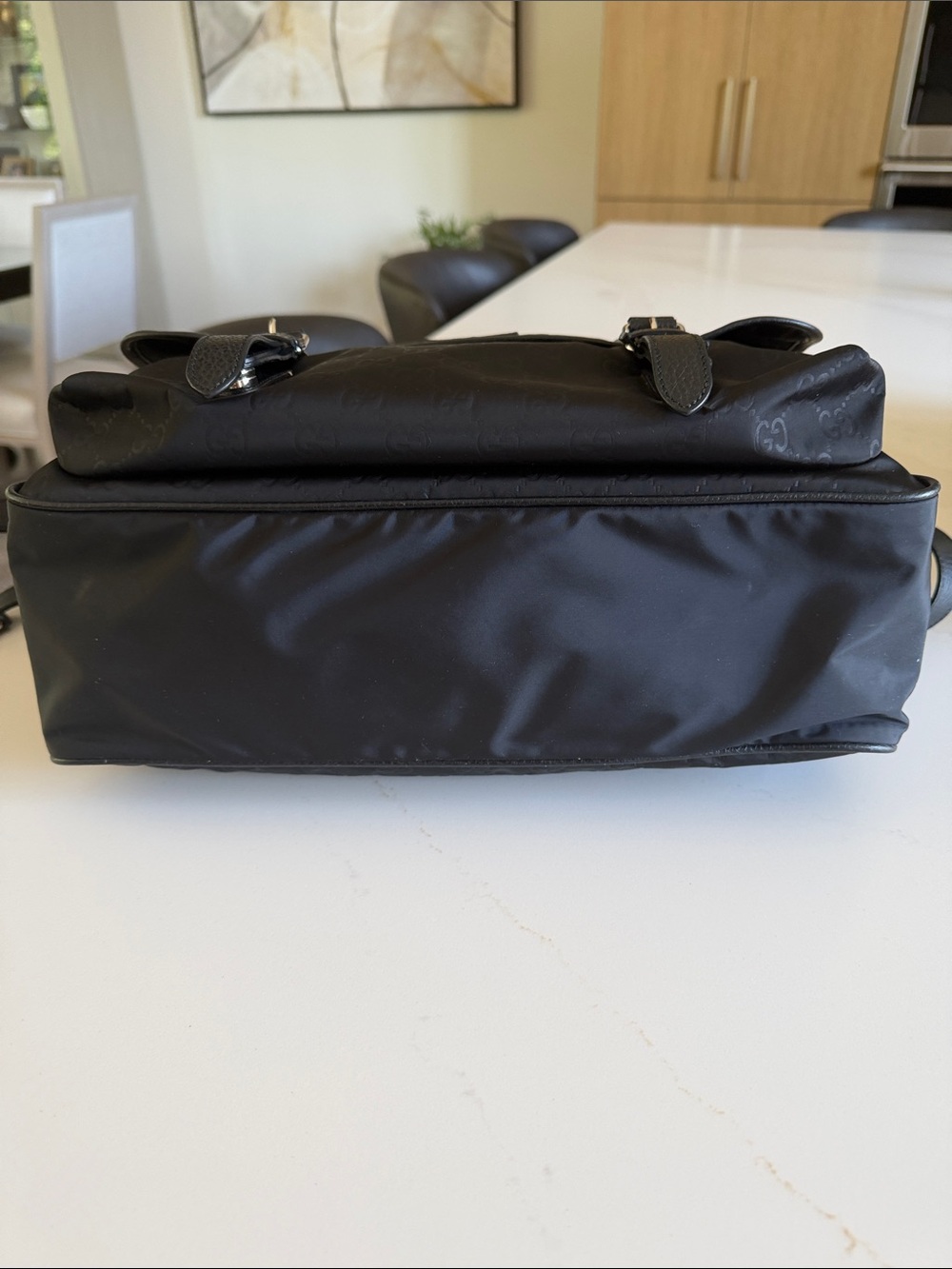 Gucci Black GG Nylon Messenger Bag with Leather Trim - Picture 12 of 13
